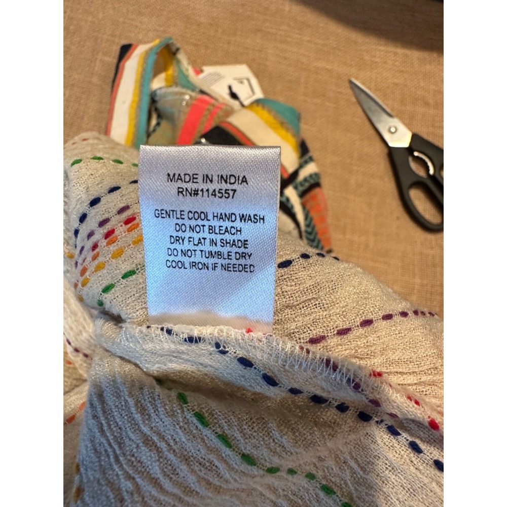 THML Bell Sleeve Multi Colored Striped Bohemian Flowy Blouse M NWT - Picture 6 of 6